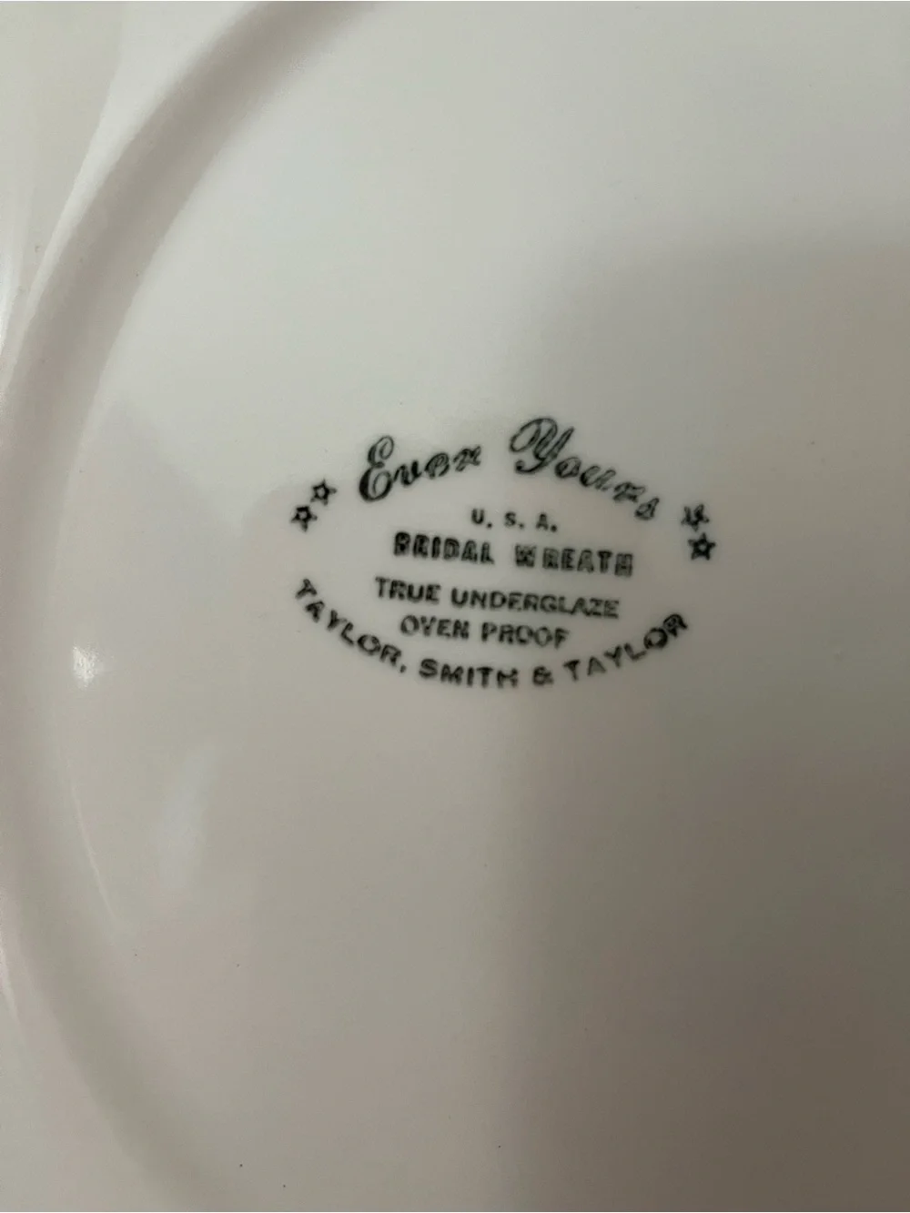 Vintage Taylor Smith & Taylor “Bridal Wreath” dinner plates set of four